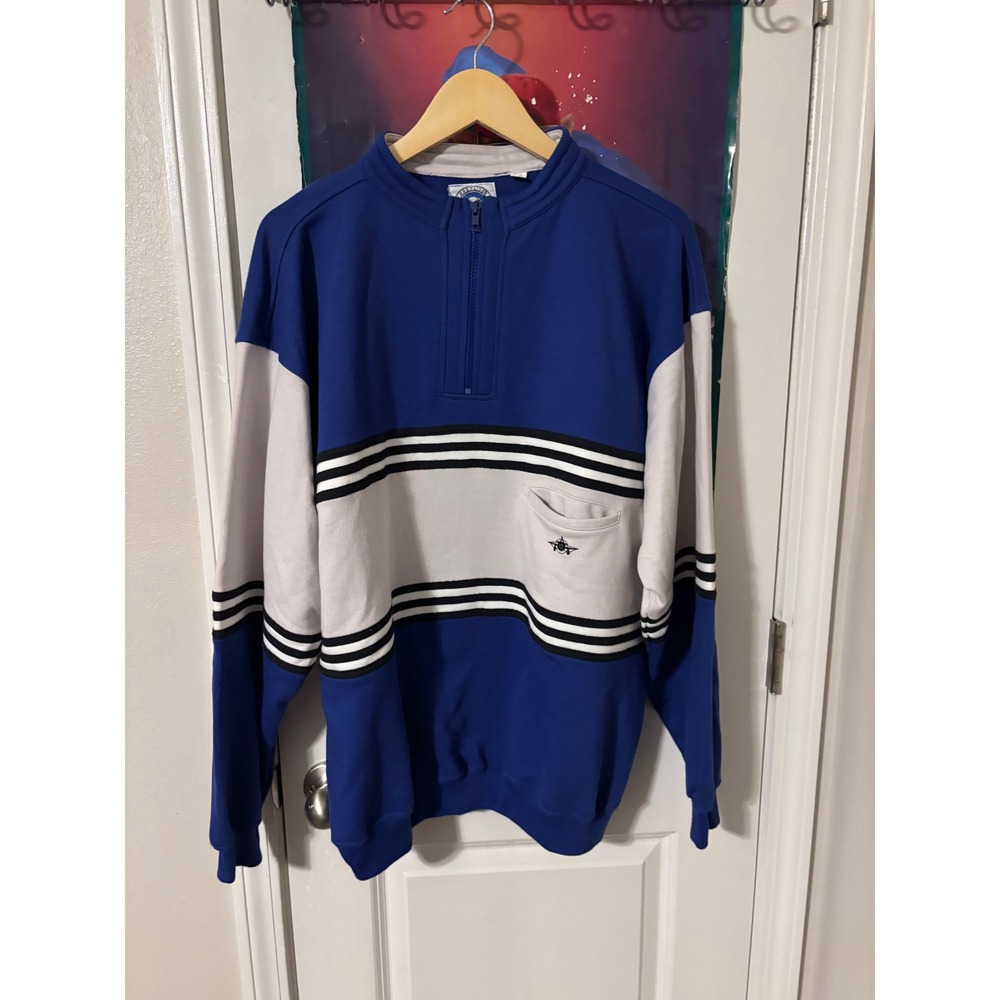Greenline International Blue  Quarter Zip Pullover Sweatshirt Womens Large